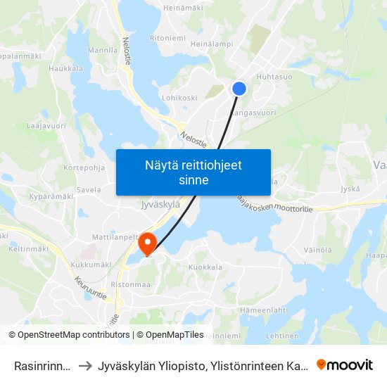 Rasinrinne 2 to Jyväskylän Yliopisto, Ylistönrinteen Kampus map