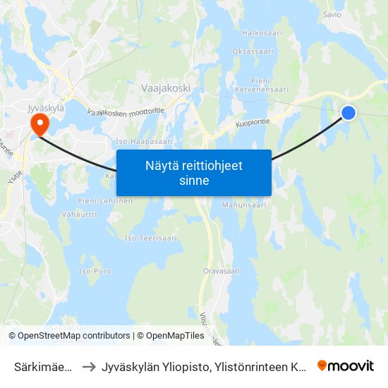 Särkimäentie to Jyväskylän Yliopisto, Ylistönrinteen Kampus map
