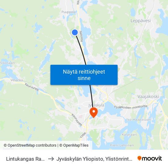 Lintukangas Ramppi E to Jyväskylän Yliopisto, Ylistönrinteen Kampus map