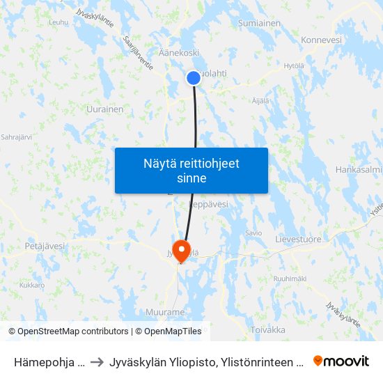 Hämepohja Th I to Jyväskylän Yliopisto, Ylistönrinteen Kampus map