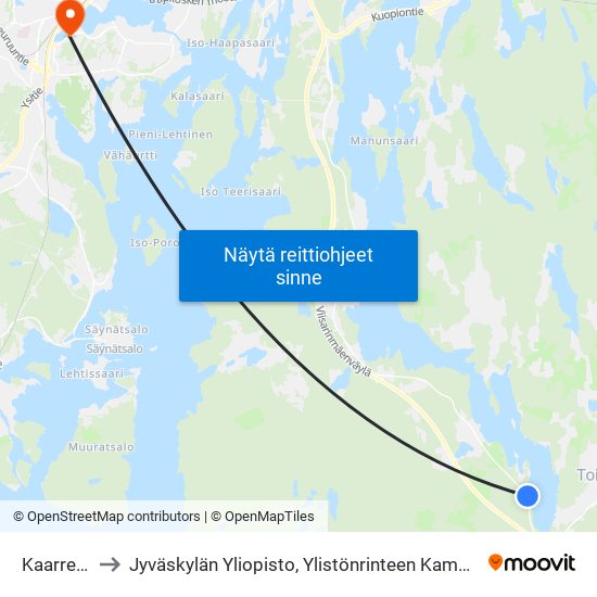 Kaarre P to Jyväskylän Yliopisto, Ylistönrinteen Kampus map