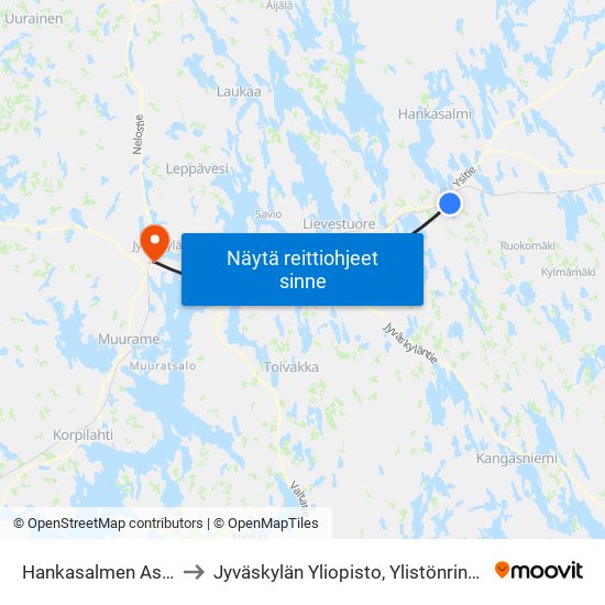 Hankasalmen As. Saha E to Jyväskylän Yliopisto, Ylistönrinteen Kampus map