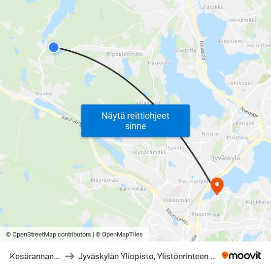 Kesärannantie L to Jyväskylän Yliopisto, Ylistönrinteen Kampus map