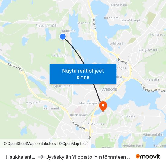 Haukkalantie 2 to Jyväskylän Yliopisto, Ylistönrinteen Kampus map