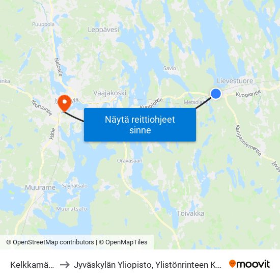 Kelkkamäki L to Jyväskylän Yliopisto, Ylistönrinteen Kampus map