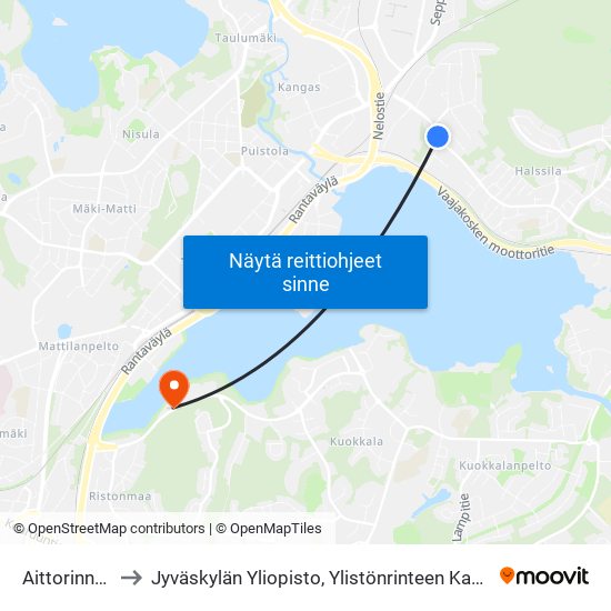 Aittorinne 2 to Jyväskylän Yliopisto, Ylistönrinteen Kampus map