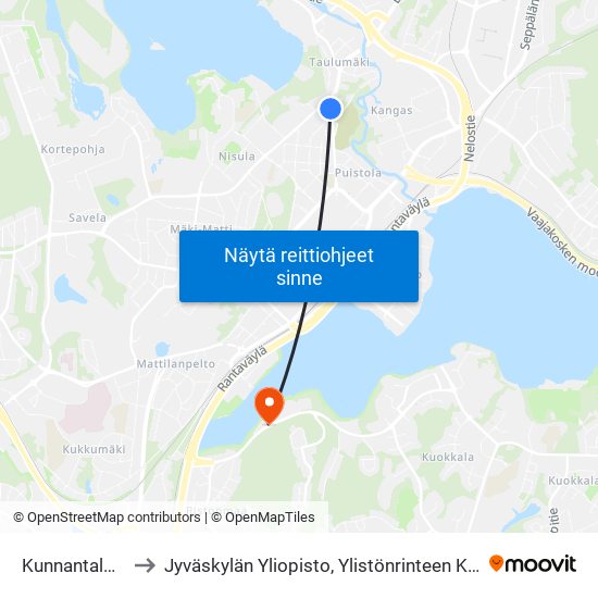 Kunnantalo 11 to Jyväskylän Yliopisto, Ylistönrinteen Kampus map