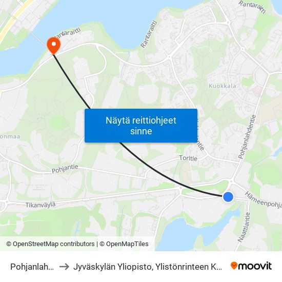 Pohjanlahti 2 to Jyväskylän Yliopisto, Ylistönrinteen Kampus map