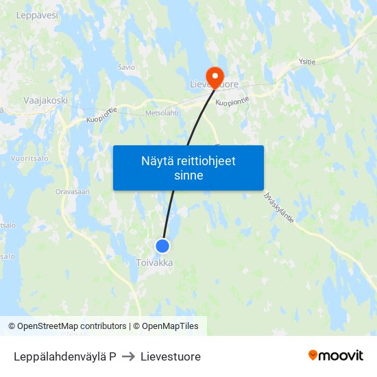 Leppälahdenväylä P to Lievestuore map