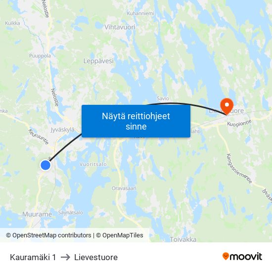 Kauramäki 1 to Lievestuore map