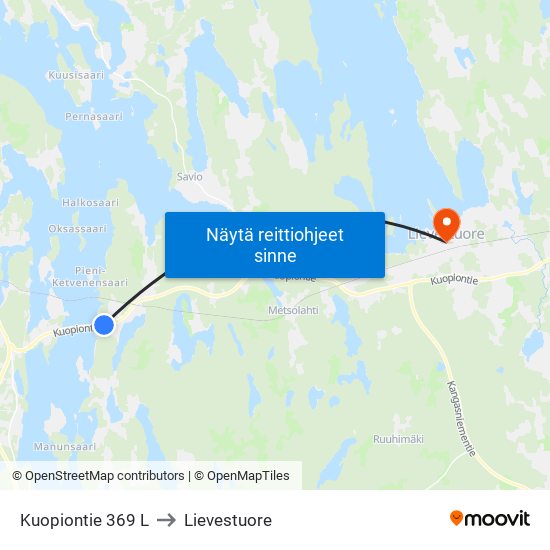 Kuopiontie 369 L to Lievestuore map