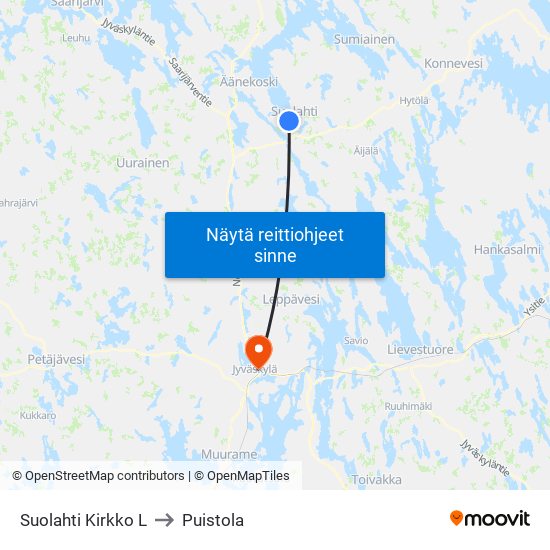 Suolahti Kirkko L to Puistola map