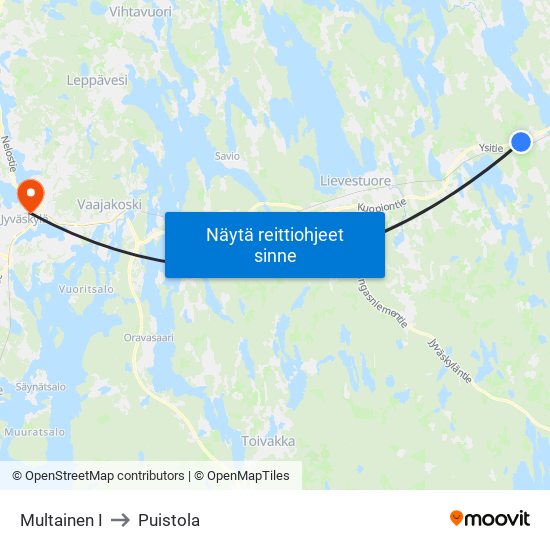 Multainen I to Puistola map