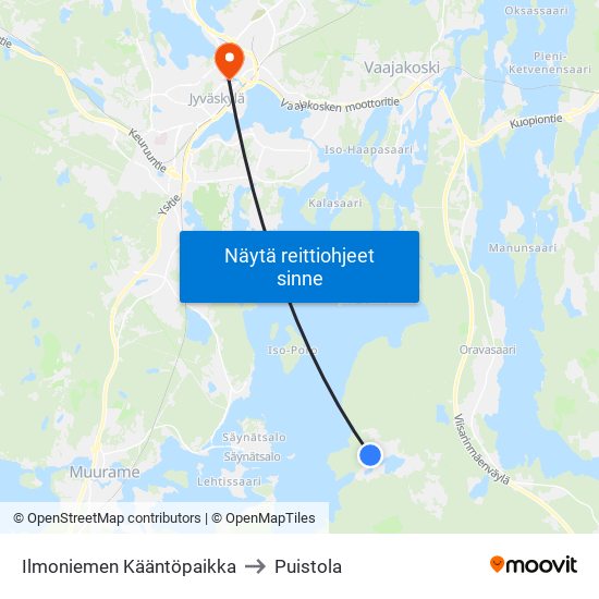 Ilmoniemen Kääntöpaikka to Puistola map