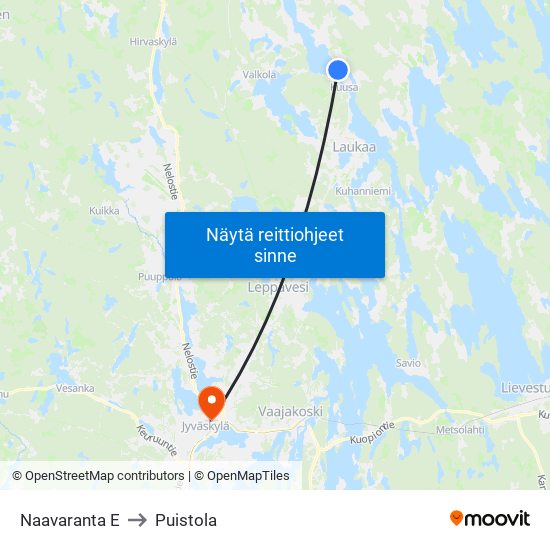 Naavaranta E to Puistola map