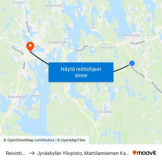 Reivintie E to Jyväskylän Yliopisto, Mattilanniemen Kampus map