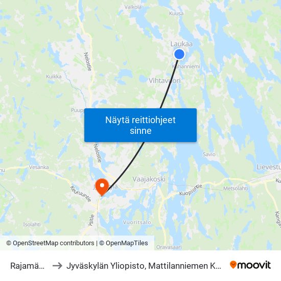 Rajamäki E to Jyväskylän Yliopisto, Mattilanniemen Kampus map