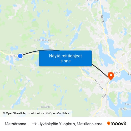 Metsärannantie L to Jyväskylän Yliopisto, Mattilanniemen Kampus map