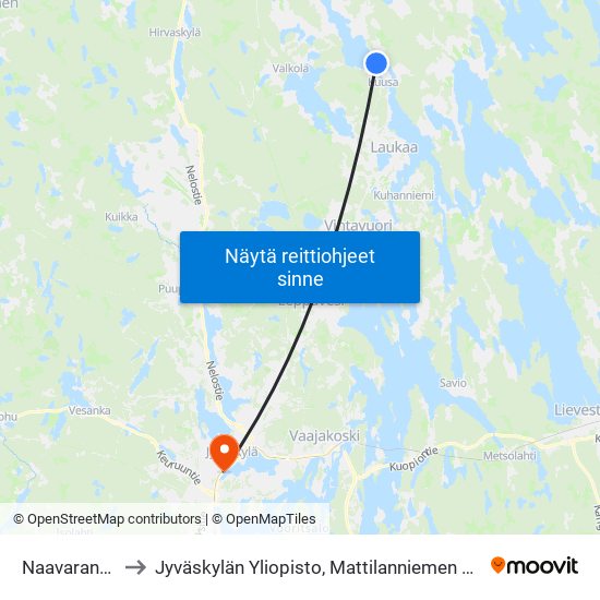 Naavaranta E to Jyväskylän Yliopisto, Mattilanniemen Kampus map