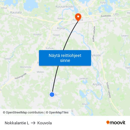 Nokkalantie L to Kouvola map