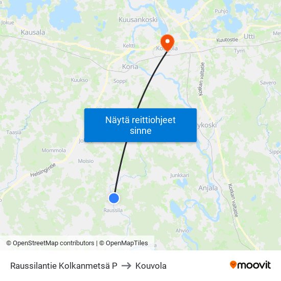 Raussilantie Kolkanmetsä P to Kouvola map