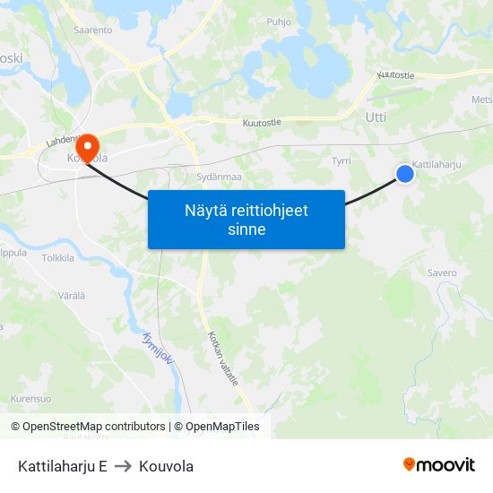 Kattilaharju E to Kouvola map