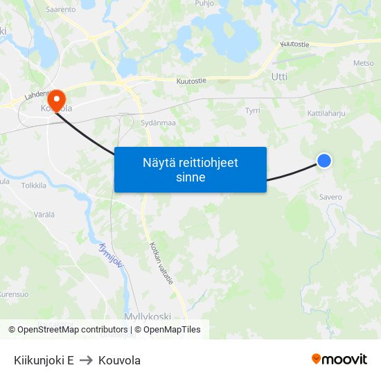Kiikunjoki E to Kouvola map