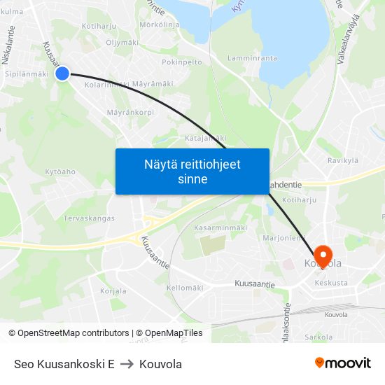 Seo Kuusankoski E to Kouvola map