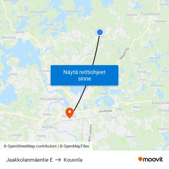 Jaakkolanmäentie E to Kouvola map