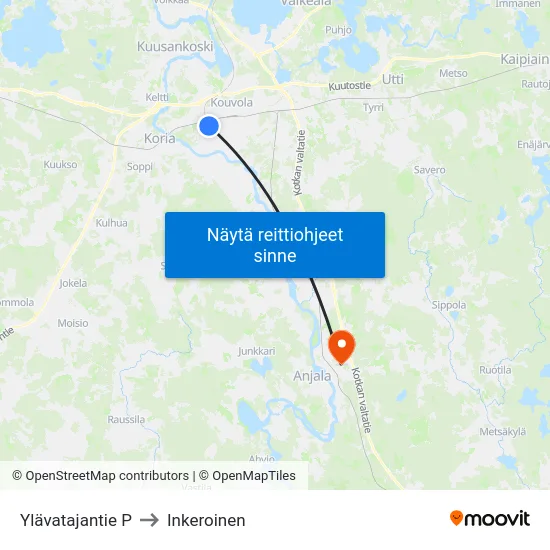 Ylävatajantie P to Inkeroinen map
