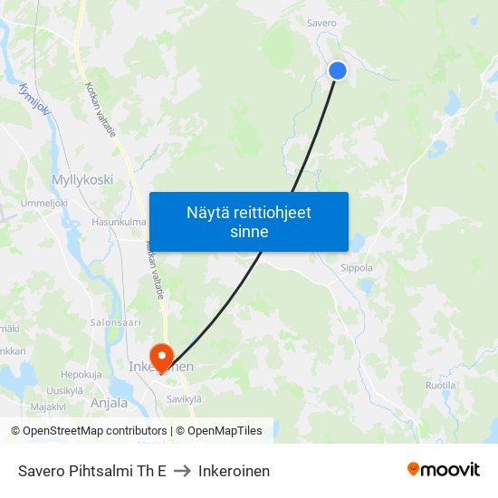 Savero Pihtsalmi Th E to Inkeroinen map
