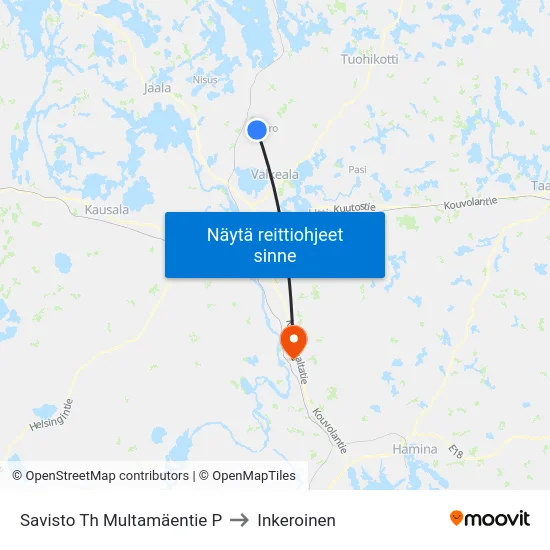 Savisto Th Multamäentie P to Inkeroinen map