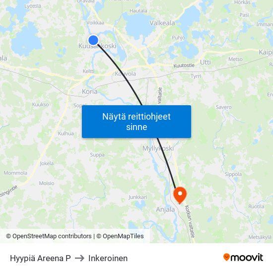 Hyypiä Areena P to Inkeroinen map