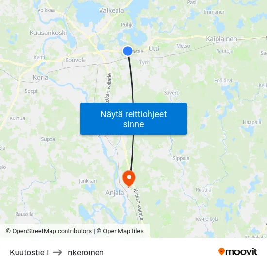 Kuutostie I to Inkeroinen map