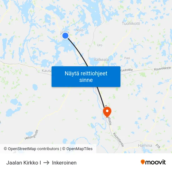Jaalan Kirkko I to Inkeroinen map