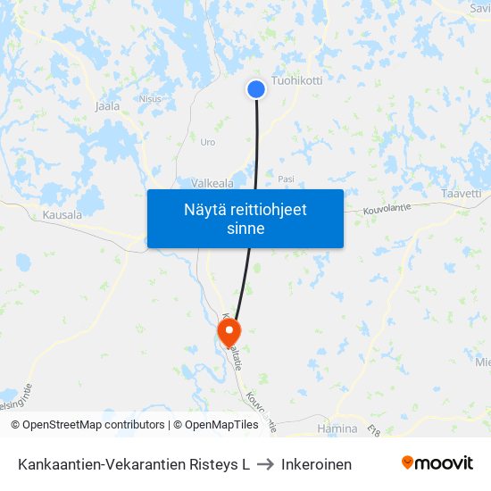 Kankaantien-Vekarantien Risteys L to Inkeroinen map