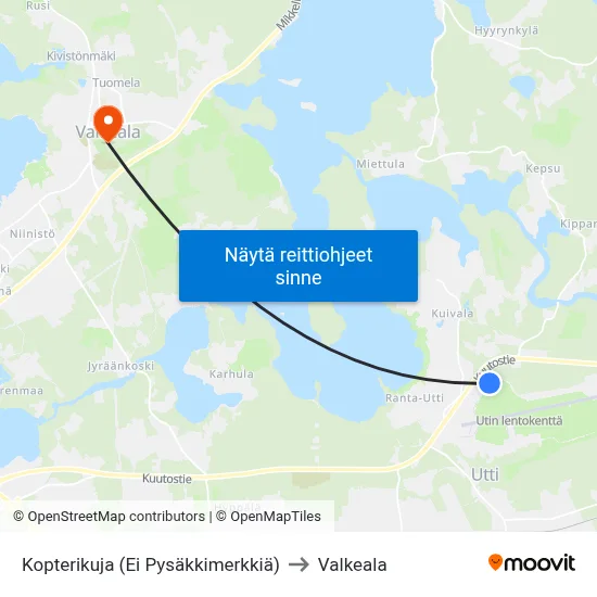 Kopterikuja (Ei Pysäkkimerkkiä) to Valkeala map