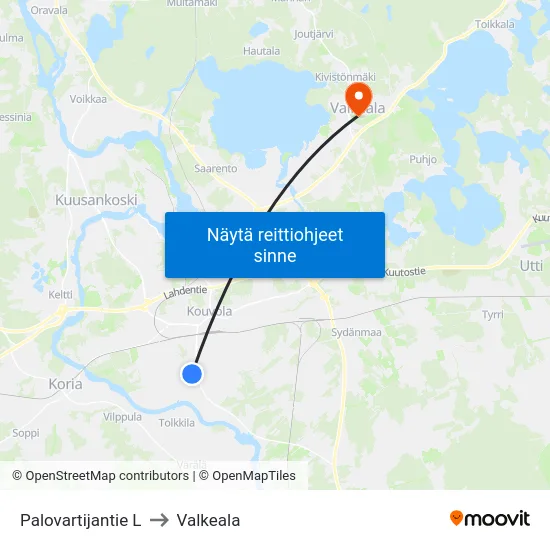 Palovartijantie L to Valkeala map