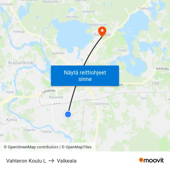 Vahteron Koulu L to Valkeala map