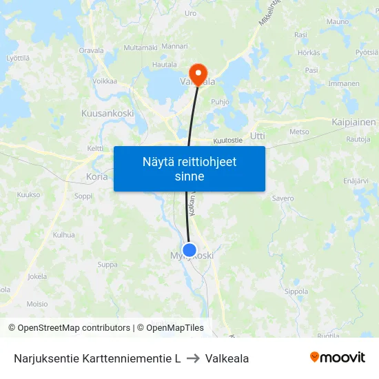 Narjuksentie  Karttenniementie L to Valkeala map