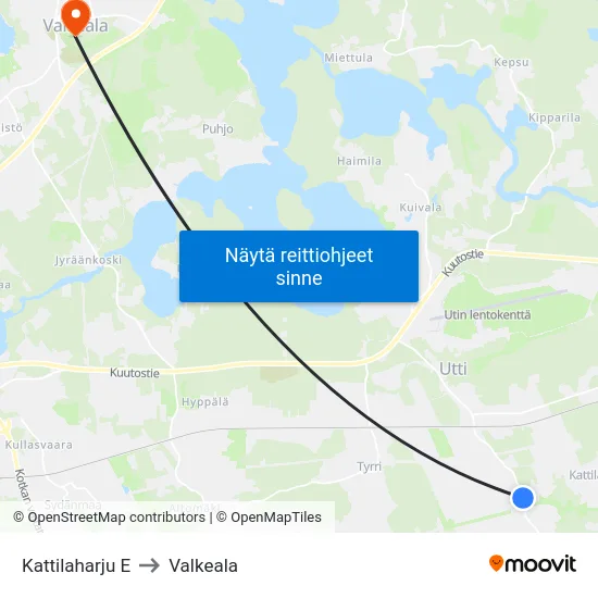 Kattilaharju E to Valkeala map