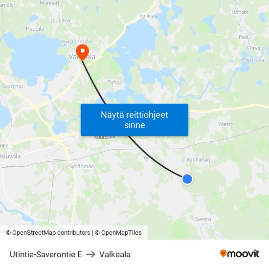 Utintie-Saverontie E to Valkeala map