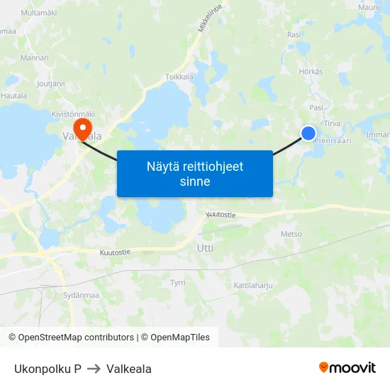 Ukonpolku P to Valkeala map