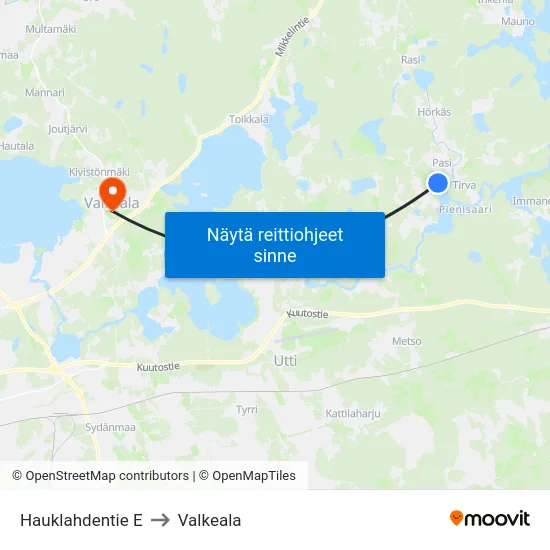 Hauklahdentie E to Valkeala map