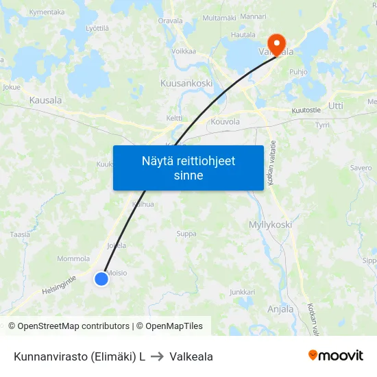 Kunnanvirasto (Elimäki) L to Valkeala map