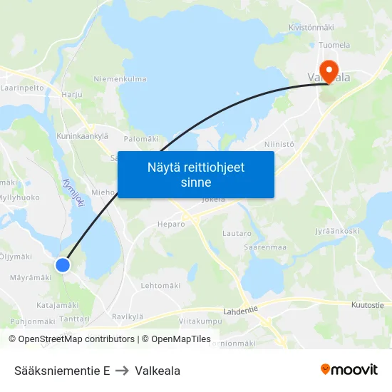 Sääksniementie E to Valkeala map