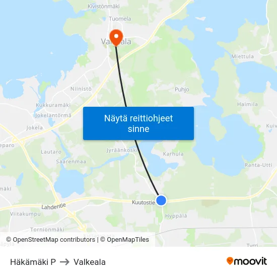 Häkämäki P to Valkeala map