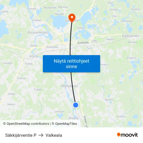 Säkkijärventie P to Valkeala map