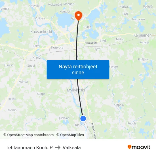 Tehtaanmäen Koulu P to Valkeala map