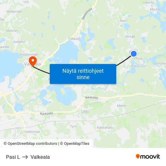 Pasi L to Valkeala map